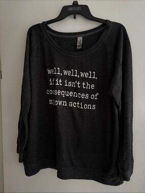 Instant Message Dark Heather Gray  Scoop-Neck Graphic Long Sleeve Sweatshirt